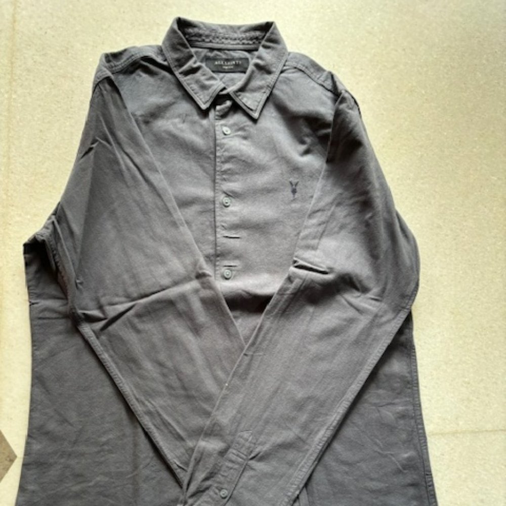 Allsaints Men's Shirt - Dark Grey; Medium, Barely used